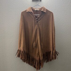 Brown Fringe Poncho